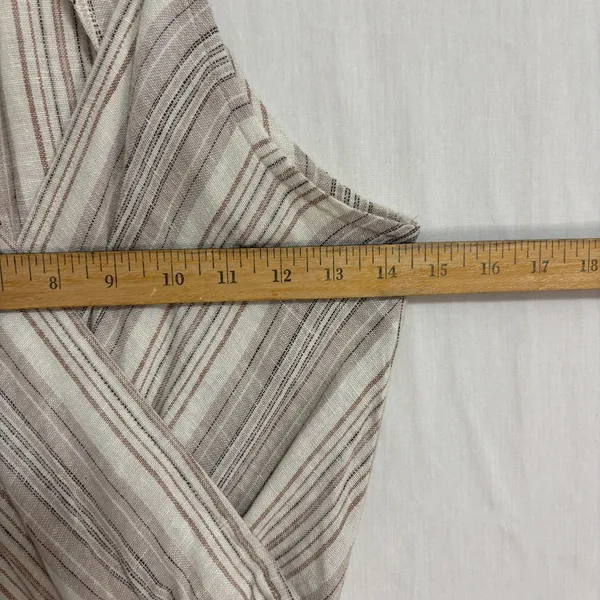 Indigo Rein Linen Dress Womens S Beige Striped Button‎ Skirt Coastal Boho Casual - Image 5