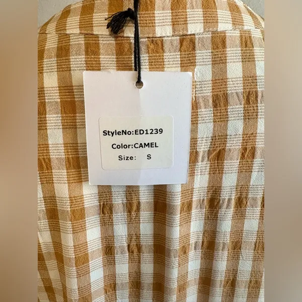 ON YOU White and Camel Gingham Maxi Dress - Image 7