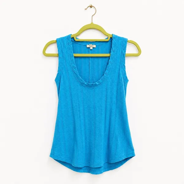 Pilcro Turquoise Blue Ribbed Scoop Neck Tank Top Sz M - Image 2