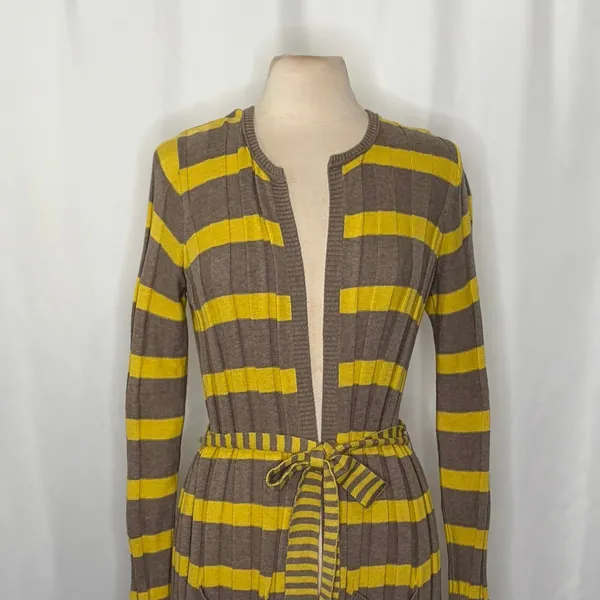 Anthropologie MAPLE Silk Switching Lanes Belted Cardigan Sweater‎ Pleated Large - Image 3