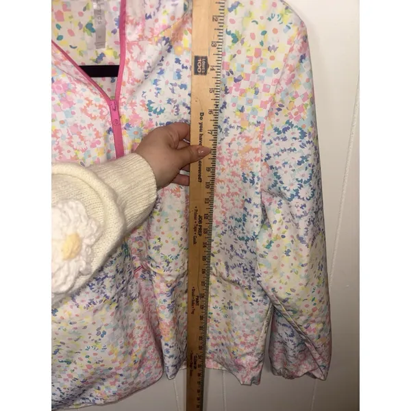 Fabletics Floral Print Anorak Jacket Lightweight‎ Quarter Zip Pullover Medium - Image 7