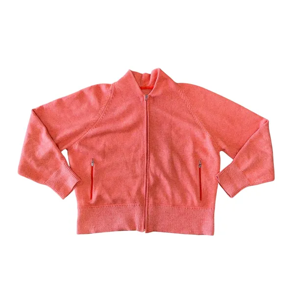 Lululemon‎ Cotton Blend Full Zip Sweater Women XL Coral Good LW3GK6S - Image 2