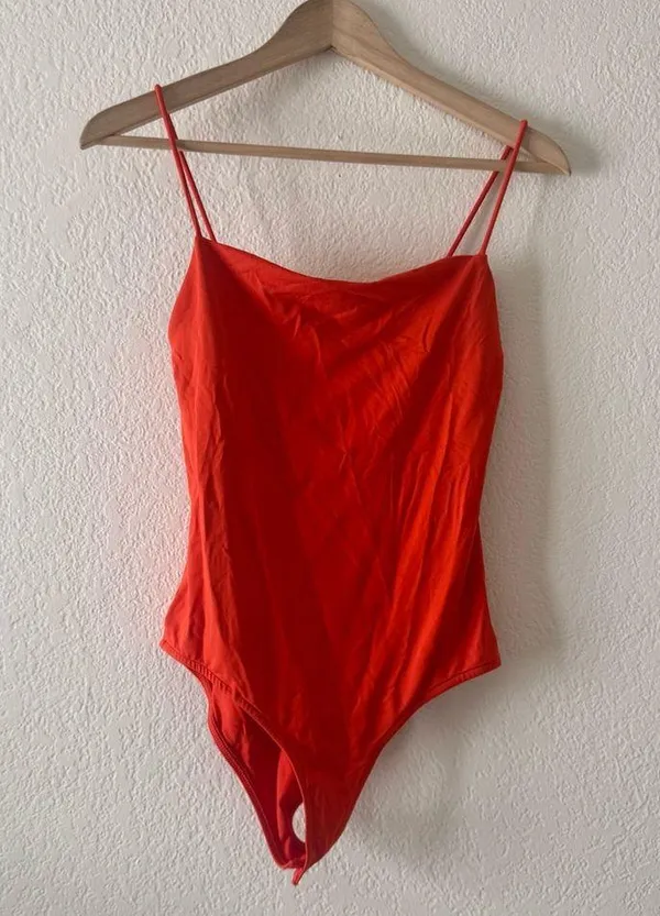 Zara Orange/Red Square Neck
Thong Bodysuit. - Image 2