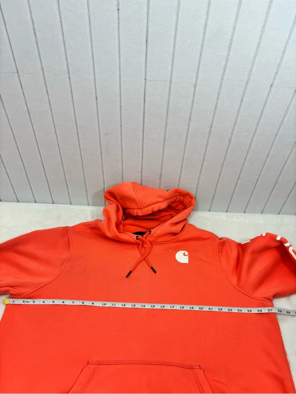 Carhartt Orange Coral Logo Hoodie Size XXL (20) - Image 5