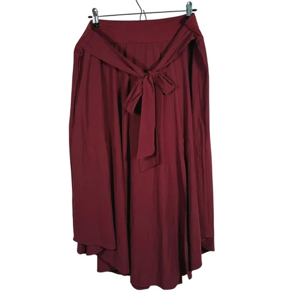 Halara Breezeful Tie Side 2-in-1 Midi Skirt Size XL Burgundy Flowy Comfortable - Image 2