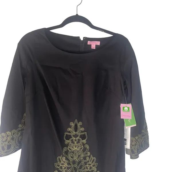 Lilly Pulitzer NWT Size 2‎ XS Shauna Black Gold Embroidered Tunic Dress - Image 3