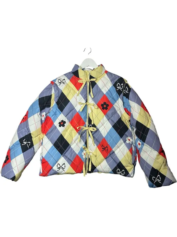 Lisa Says Gah Lady Puffer Jacket Cirque Argyle Large - Image 5
