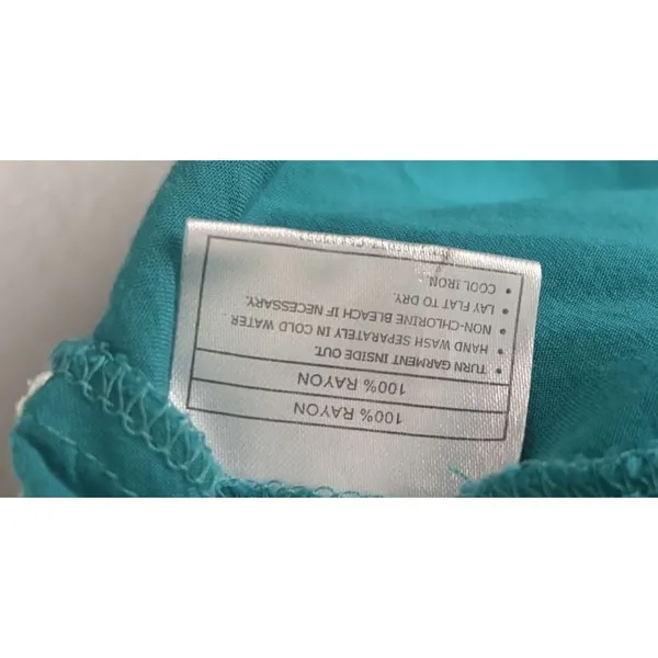 Ariat Women's Turquoise Pleated V Neck 3/4‎ Length Top Size Small Rodeo Western - Image 7