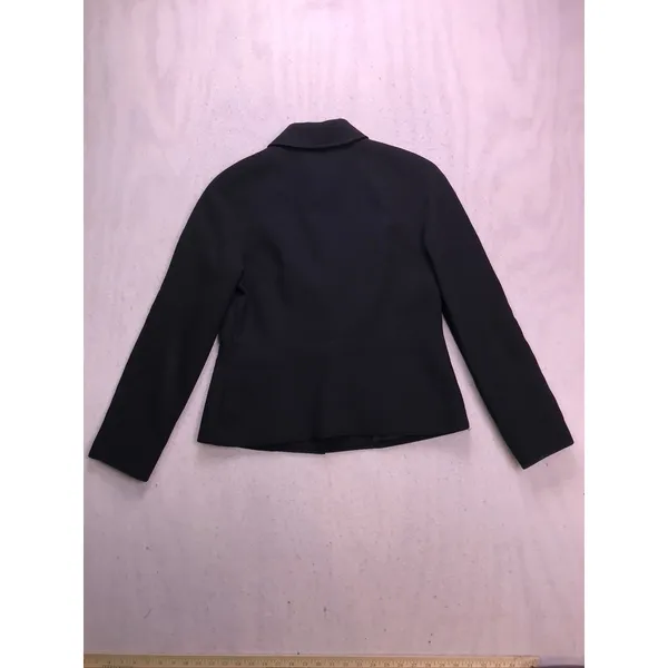 Talbots Wool Blend Blazer Women 10 Black Gold Button Collared Professional - Image 9