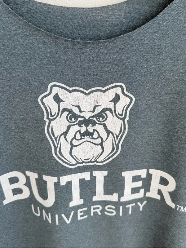 Butler University Bulldogs Off-Shoulder T-Shirt Gray College Tee - Image 2