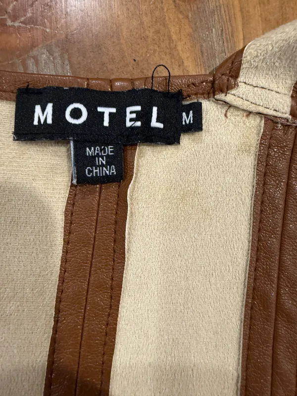 Motel Rocks Wawi PU Faux Leather Crop Top Chocolate Brown Y2K Size M Edgy - Image 7