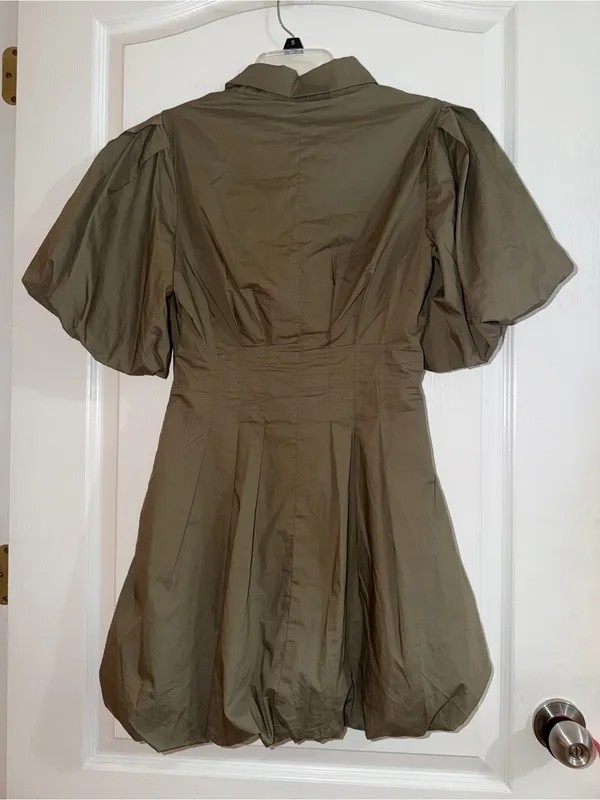 Karlie Olive Puff-Sleeve Mini Dress - Image 2