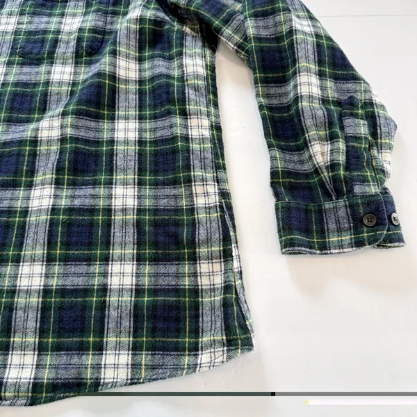 LL Bean Scotch Plaid Cotton Flannel Button Shirt Relaxed Fit 3X Green White - Image 5