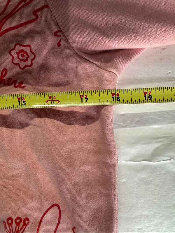 ban.do Pastel Pink Sweatshirt red floral hearts trust where you are M casual - Image 11