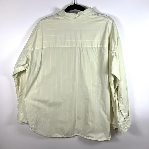 Aritzia Wilfred Free Button‎ Up Shirt Women's Medium Oversized Yellow Long Sleeve Pocket - Image 7