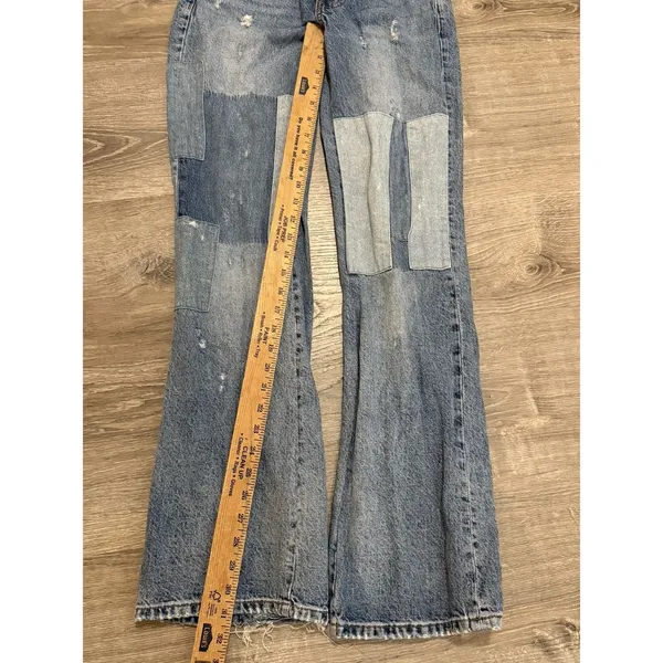 Lucky Brand Legend‎ Jeans Boyfriend Midrise Flare Patchwork Denim Size 00 24 - Image 6