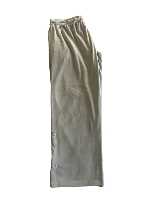 PINK Victoria's Secret Cream Velour Lounge Pants-size large Casual lounge pants from PINK by Victoria's Secret. Elastic drawstring waistband for a comfy fit. Smooth fabric with a relaxed wide-leg silhouette, has hand pockets, embroidered “pink” on one leg, 93% polyester and 7% elasttane, excellent condition Measurements: Waist: side to side 17-21 inches Rise: 11 inches Inseam: 30 inches - Image 6