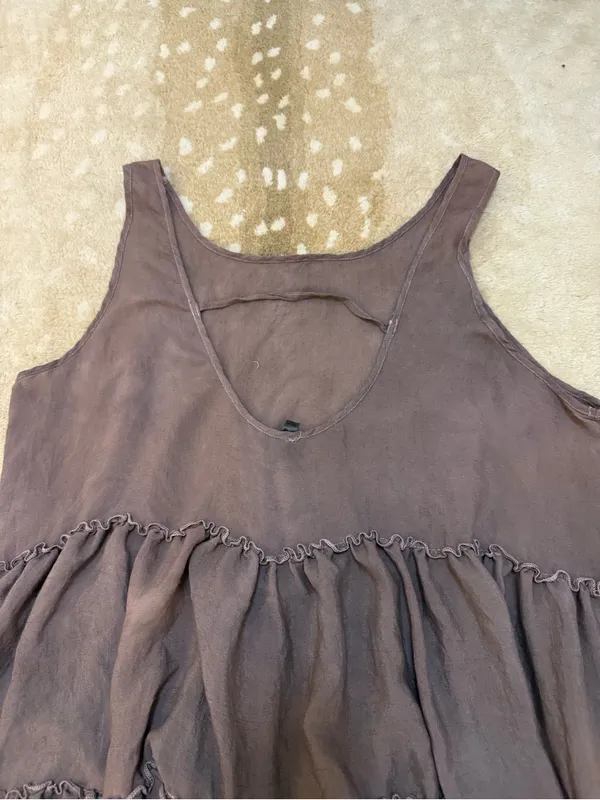 Wave Zone 2X/3X Brown Mineral Wash Tiered Ruffle Dress Boho Lagenlook - Image 6