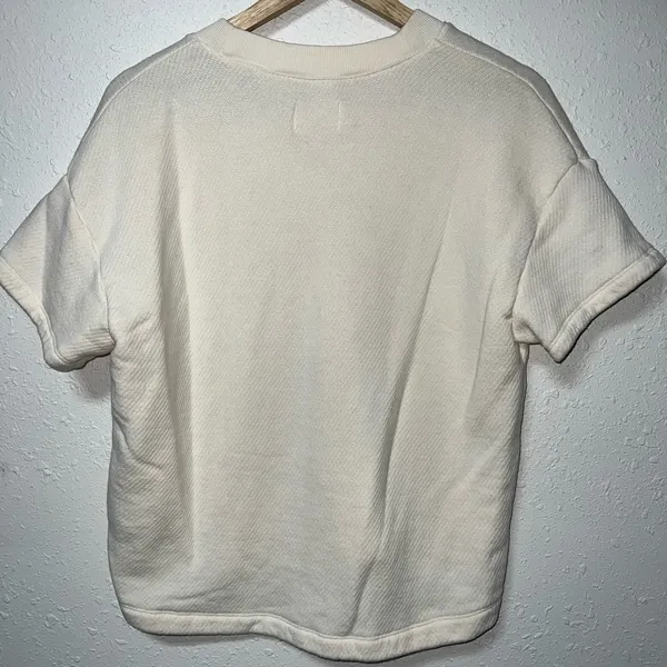 Madewell Airyterry V-Neck‎ Sweatshirt Tee Womens Size Large Cream - Image 2