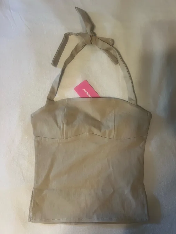 Edikted Beige Dara Halter Top - Image 3