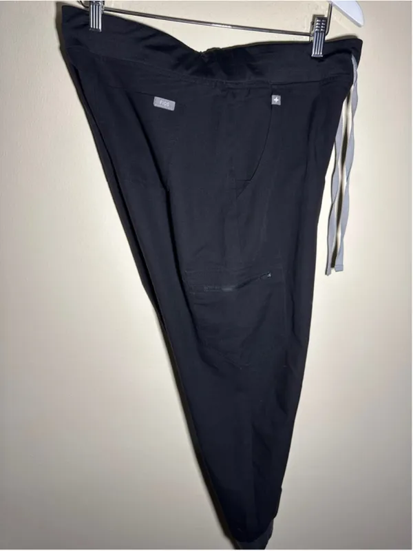 FIGS Jogger Scrub Pants Black with Grey Drawstring 27” inseam - Image 5