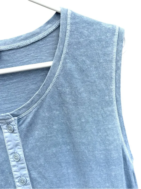 EUC Poetry Hemp Blend Popover Sleeveless Maxi Dress Blue Size 12 - Image 5
