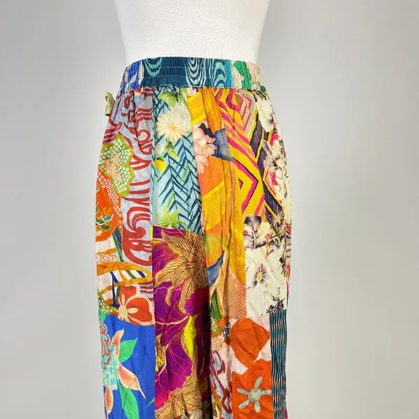 NWOT Johnny Was Soft Side Wrap Pants Womens Size L Multicolored Tropical Pull on - Image 8