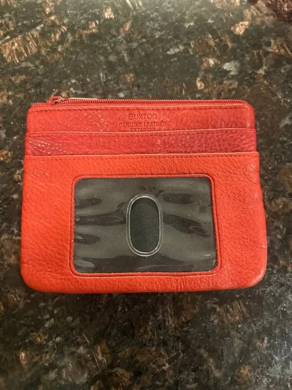 Buxton Genuine leather cherry red small wallet coin pouch travel accessory - Image 3