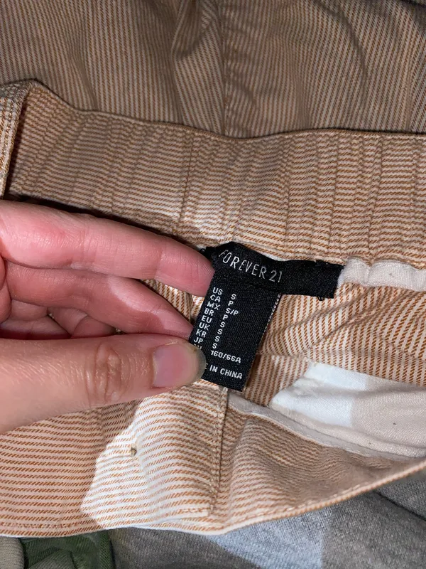 Forever 21 Pinstripe Tan & White Pants - Image 4