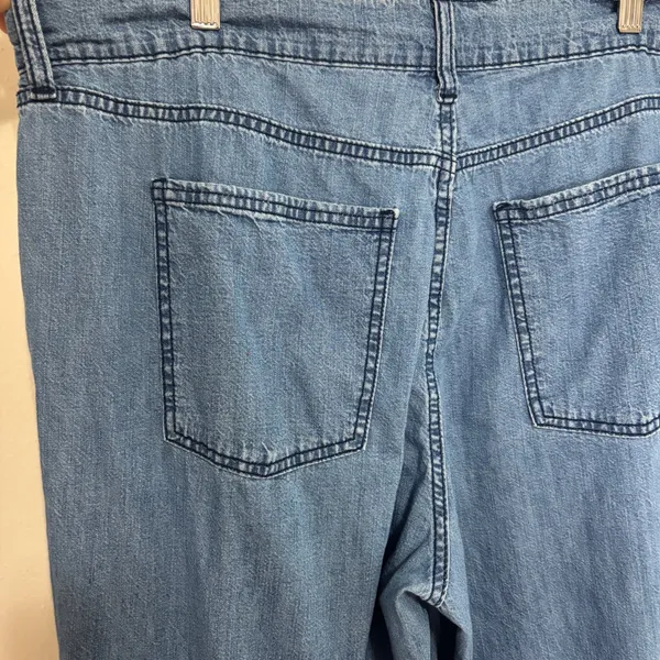 Old Navy Drapey Drawcord Wide Leg Pants Blue Denim High Rise Casual Chambray 16 - Image 6