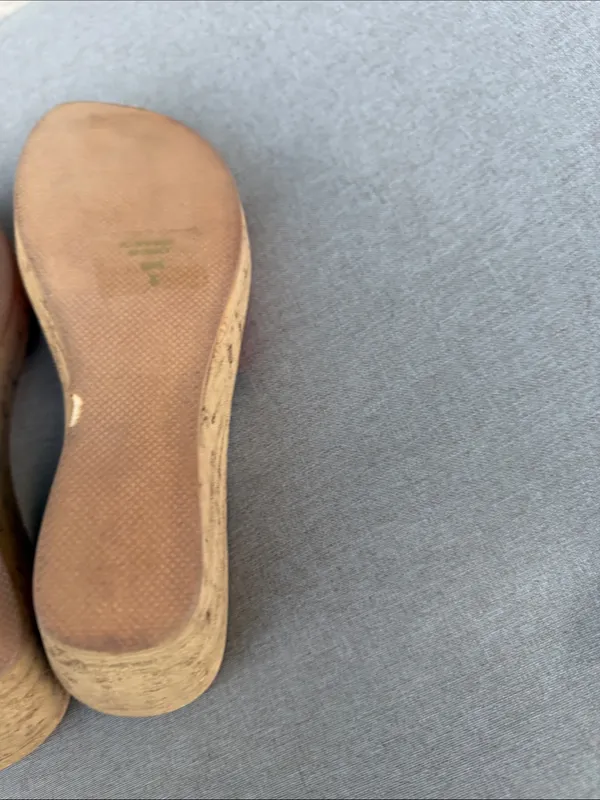 Lorenzo Cellini Women's Orange Cork Wedge Slide Sandal size 6 - Image 5