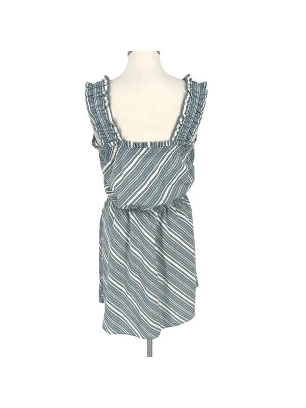 Socialite Coastal Striped Sleeveless Ruffle A-Line Dress Blue White Size Large - Image 6