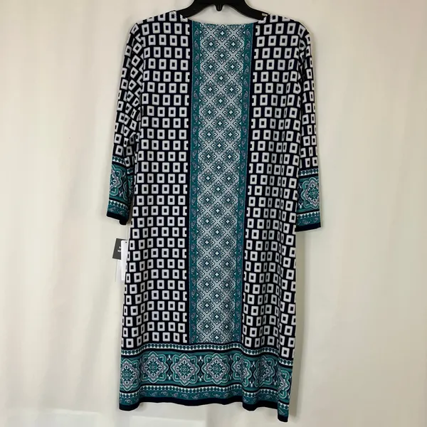 Studio One New York | Teal Navy Geometric Knee Length Dress NWT Womens Medium - Image 7