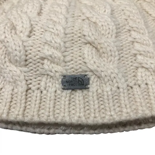 The North Face Spell Out Wool Cable Knit Beanie Hat Chunky Winter Cap - Image 3
