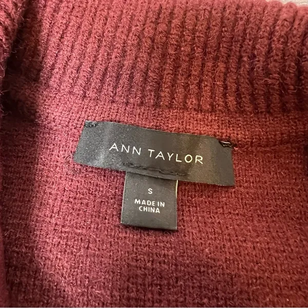 Ann Taylor Faux Suede Moto Sweater Jacket burgundy sz S‎ - Image 7