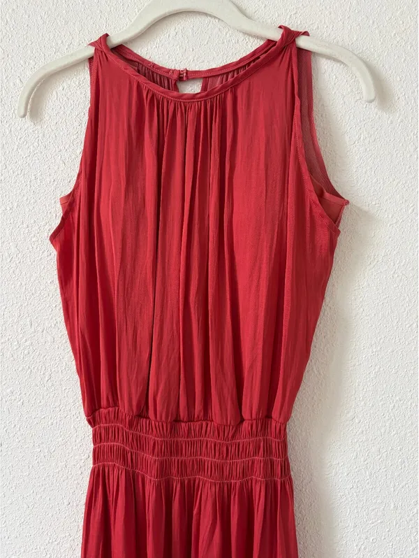 Shebird Emma Dress Rose Satin Size 2 / Small Colorful Party Comfy Midi Feminine - Image 3