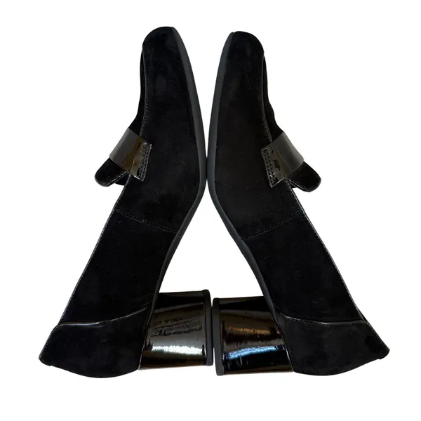 Clarks Unstructured Un Cosmo Way Black Suede Patent Leather Block Heel 8.5‎ - Image 5