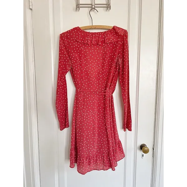Realisation Par • The Alexandra wrap silk mini dress Red Star print ruffled - Image 13