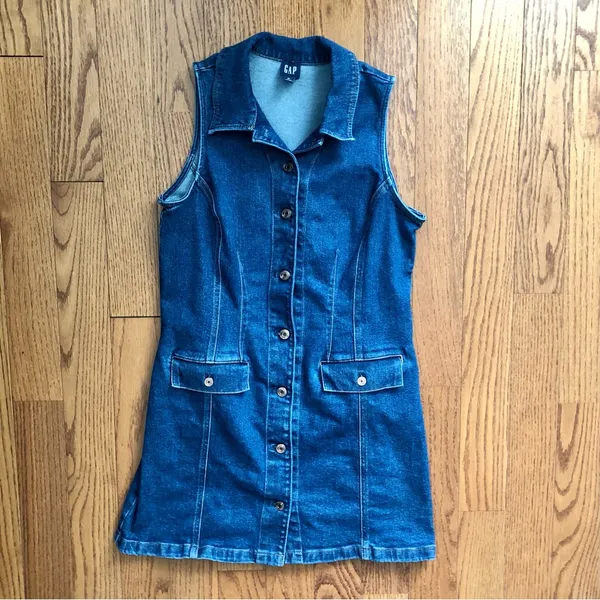 Gap Collared Mini Denim Shift Medium-Wash Casual Dress Women’s Size Medium - Image 12