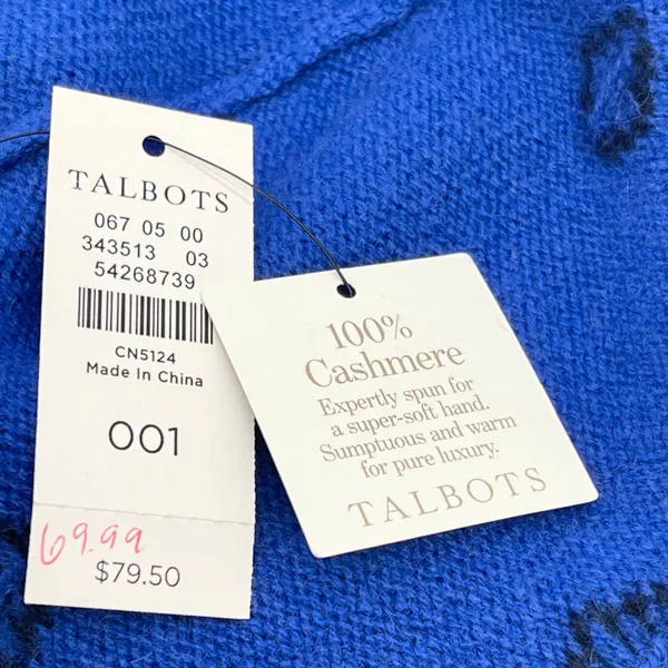 Talbots Cashmere Polka Dot Beanie Hat OS Blue Soft Warm Cozy Preppy Indie Winter - Image 9
