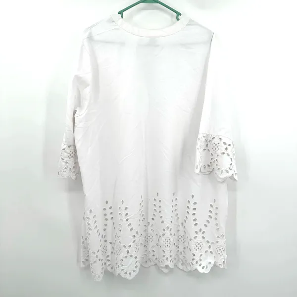 Blair size‎ XL white v neck dress large eyelet detail at cuffs and lower hem - Image 2