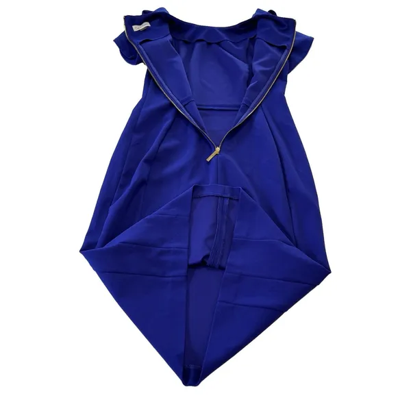 Calvin Klein Royal Blue Tulip Sleeve Stretch Crepe Sheath Dress Size 4 - Image 9