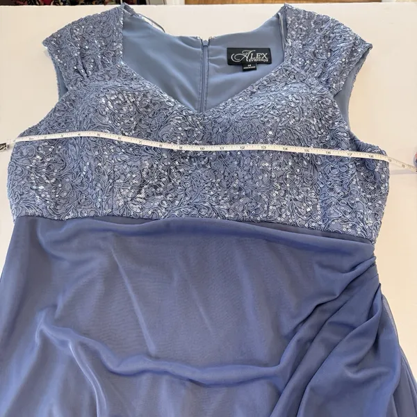 Alex Evenings Blue Long Sequin Mother of Bride Dress Wedding Formal Occasion 14 - Image 10