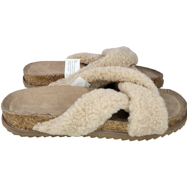 Treasure and Bond Sherpa Slide Sandals Cream Women Size 6‎ Comfort Cozy Warm - Image 9