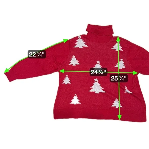 Retrology Red Christmas Tree Turtleneck Sweater Women’s 2X Holiday Knit - Image 7