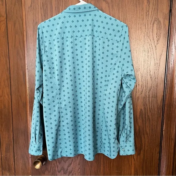 Orvis Button Up Diamond Pattern Roll Up Sleeve Blouse - Image 5