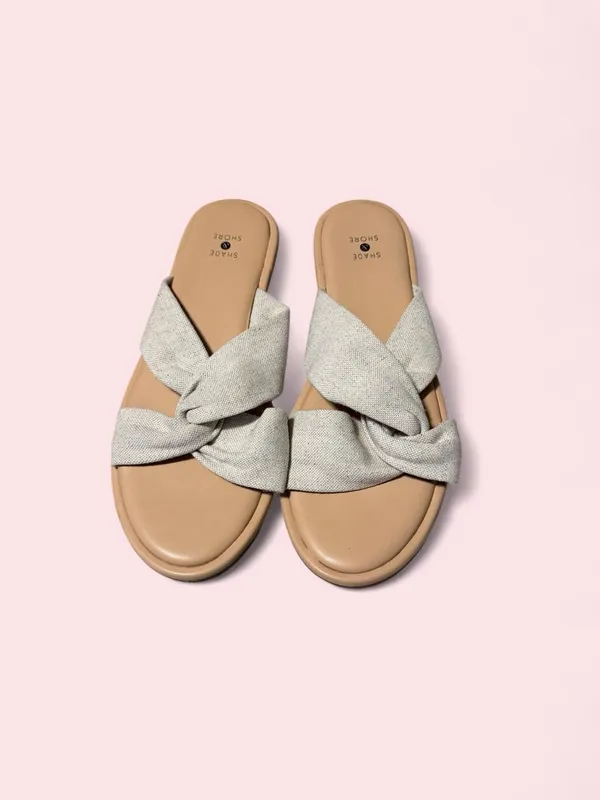 Shade & Shore Beige Knot-Detail Slide Sandals - Image 5