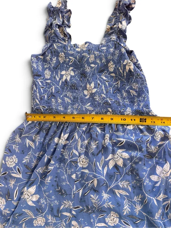 LOFT Blue Floral Smocked Wide-Leg Jumpsuit - Image 5