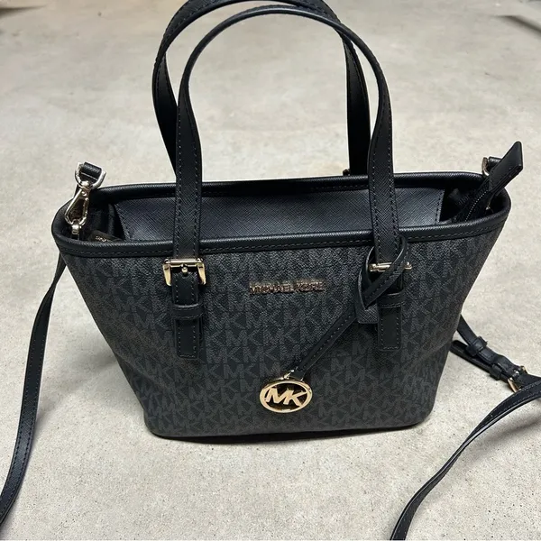 Michael Kors Black Jet Set Travel Extra-Small Logo Top-Zip Tote Bag - Image 3