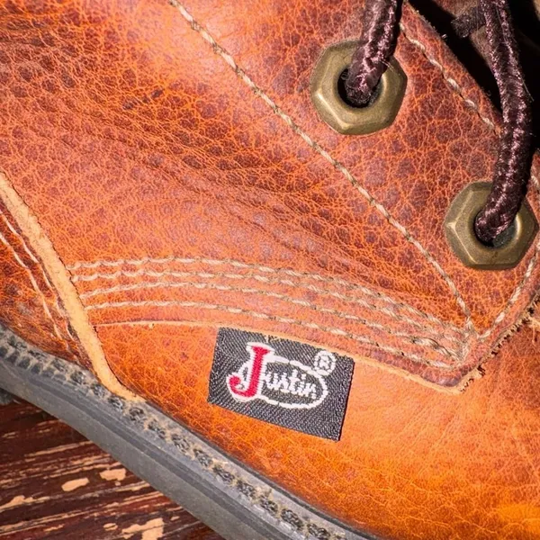 Justin Boots - Original Lace-Up Round Toe Work Boots - Size 7 - Image 2